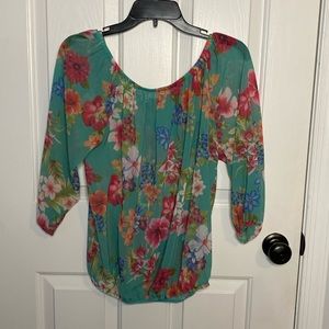 New York & Company Sheer Floral Blouse